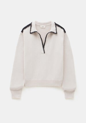 Whipstitch Collar Cotton Jumper