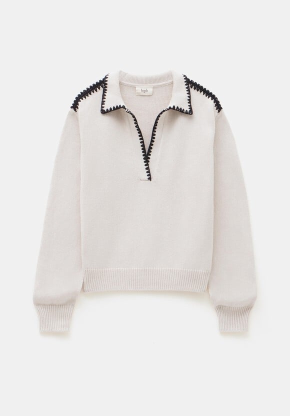 Whipstitch Collar Cotton Jumper
