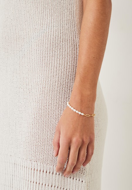 Hadley Hammered Pearl Chain Bracelet
