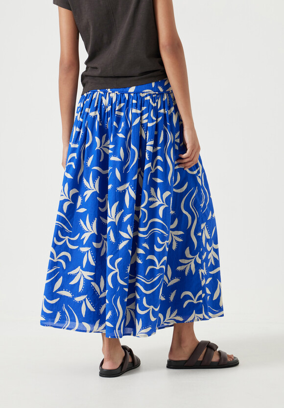 Printed Midi Gathered Detail Skirt