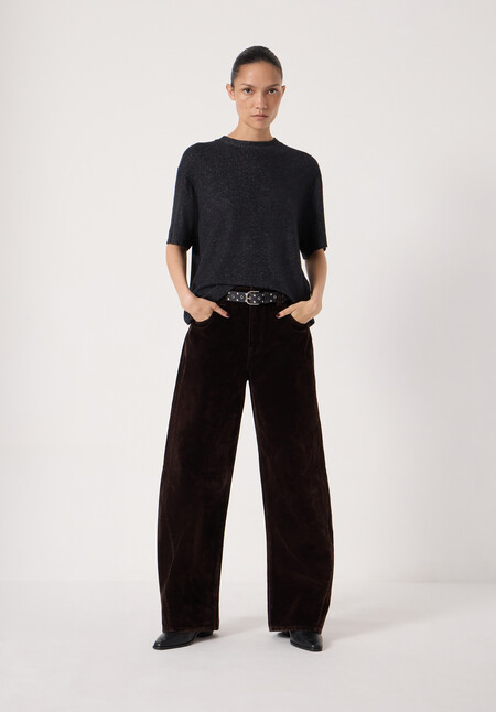 Velvet Cropped Bree Barrel Leg Jeans
