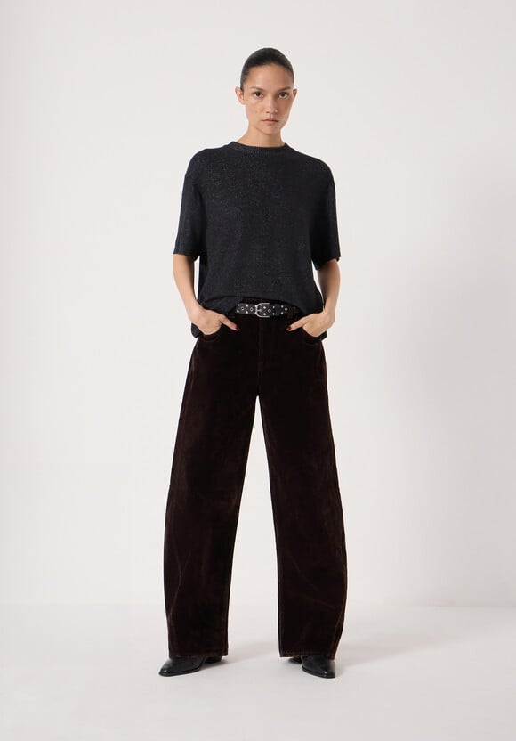Velvet Cropped Bree Barrel Leg Jeans