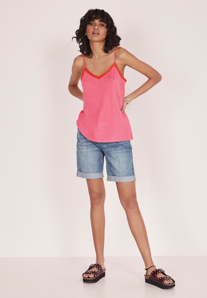 Lace Trim Jersey Linen Cami