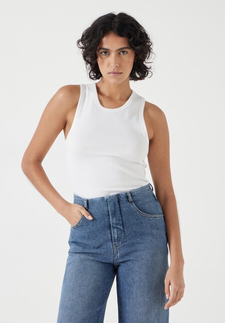 High Neck Ribbed Vest