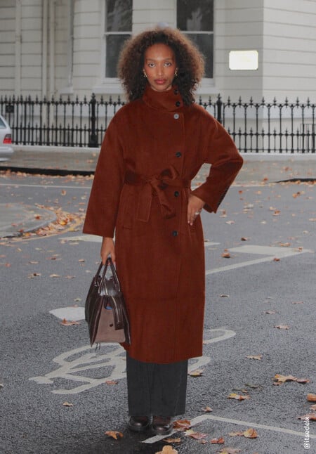 Pure Wool Double Faced Funnel Neck Belted Coat