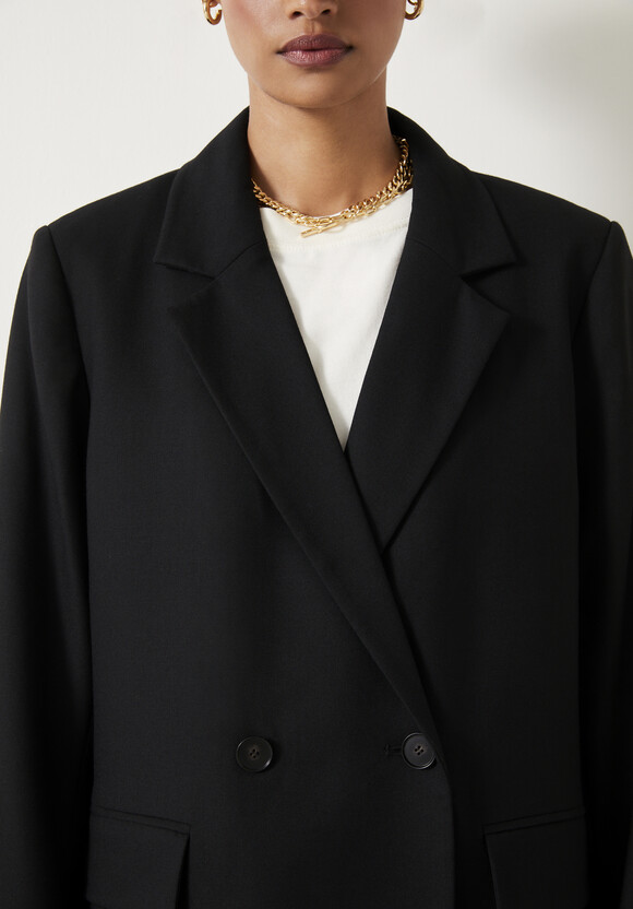 Double Breasted Wool Blend Blazer
