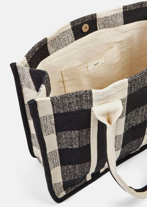 Gigi Check Textile Tote Bag