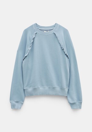 Amayah Cotton Ruffle Detail Sweatshirt