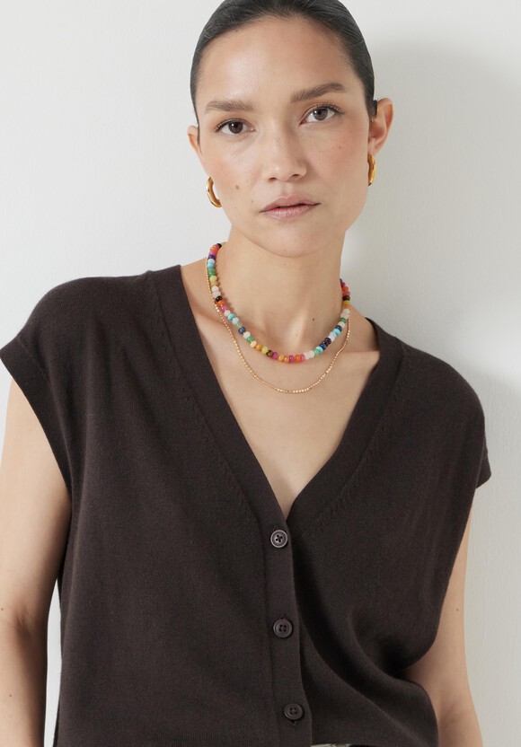 Fine Knit Button Front Vest Top