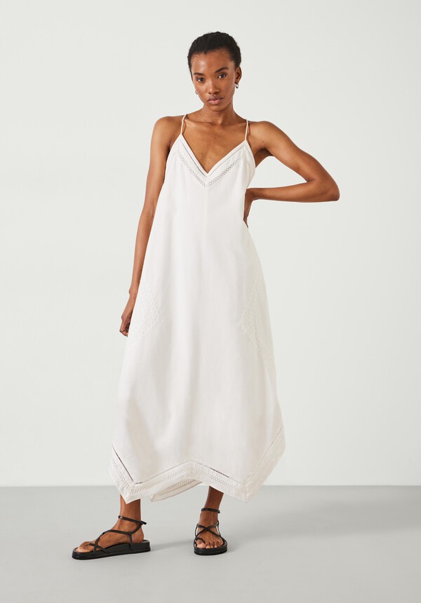 Celia Embroidery Maxi Dress With Linen