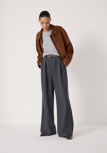 Adena Pinstripe Wide Leg Trousers