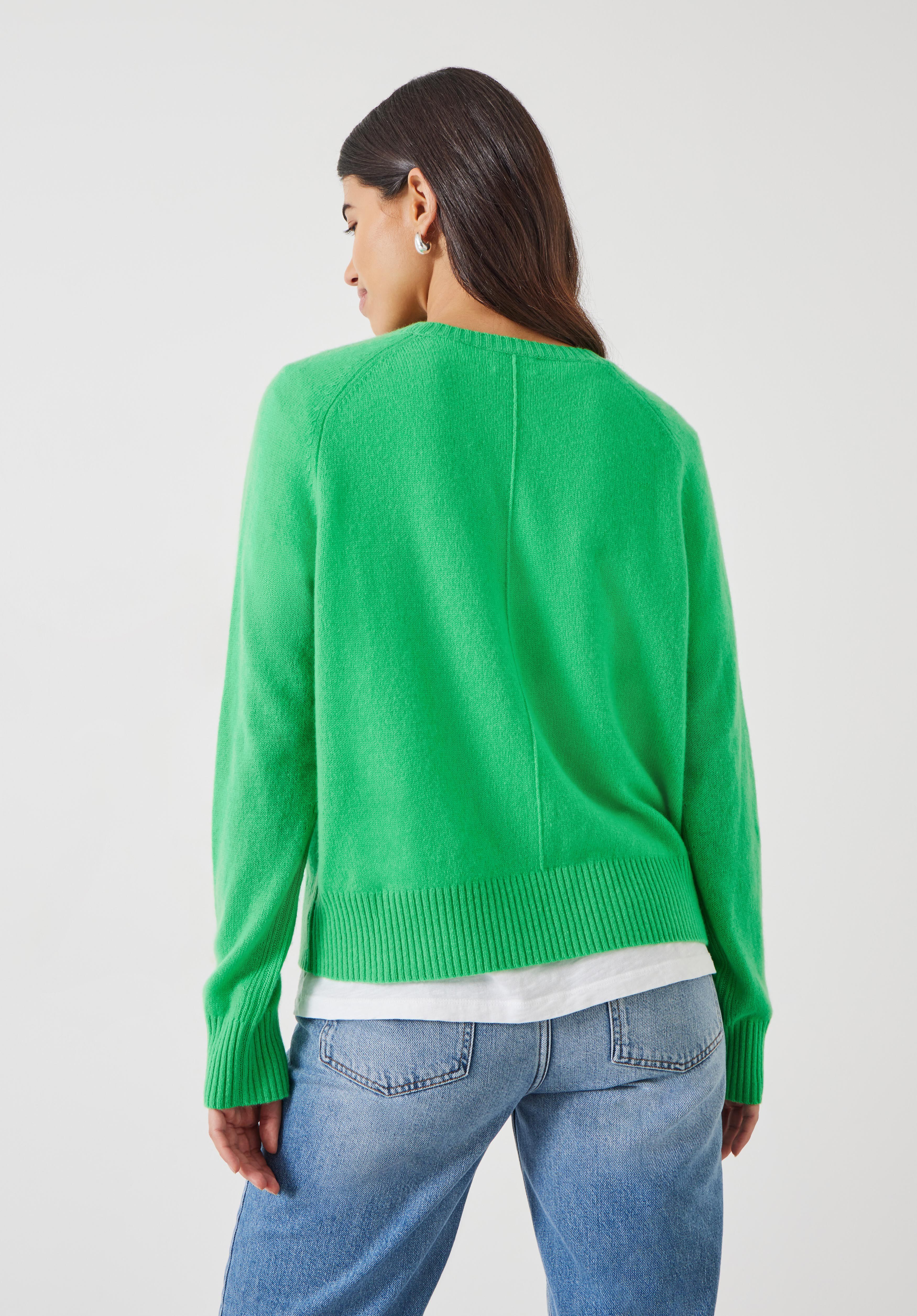 Charlie Saddle Shoulder Cashmere Jumper Bright Green hush