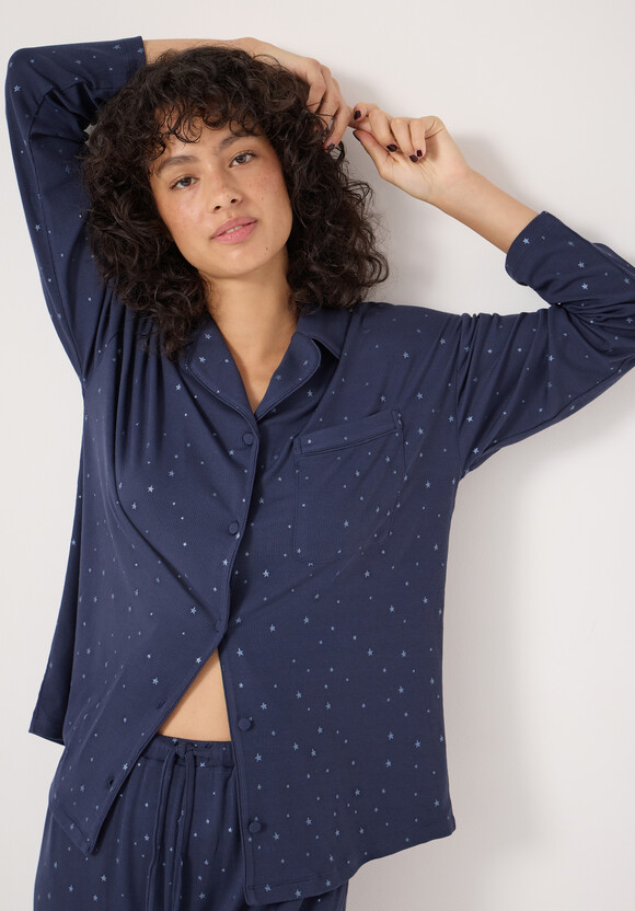 Ribbed Modal Star Printed Pyjamas