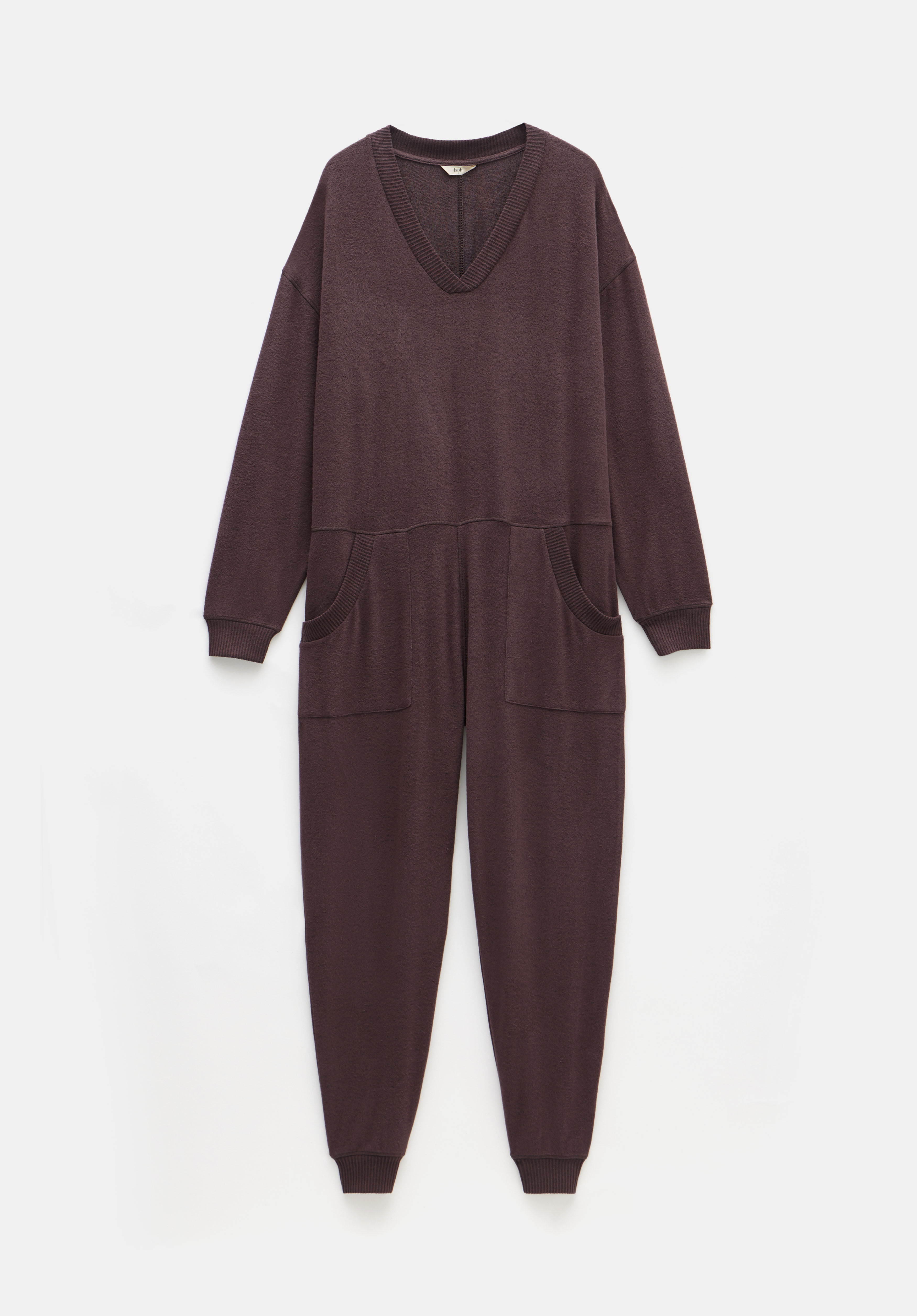 Elle Supersoft V Neck Onesie Chocolate Brown hush