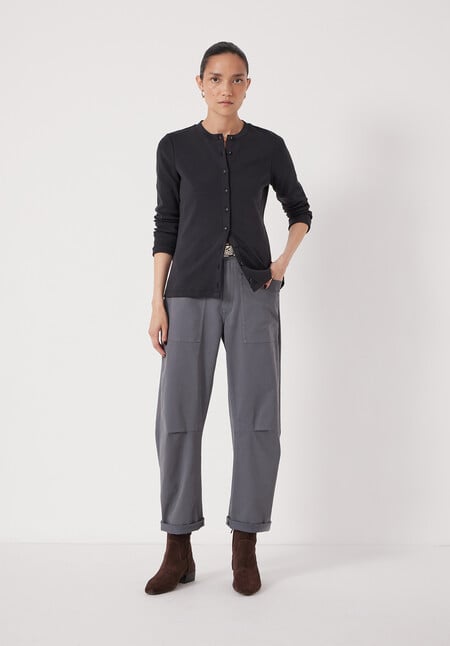 Button Ribbed Long Sleeve Top