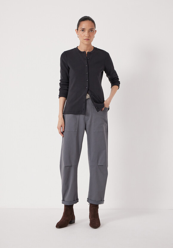 Button Ribbed Long Sleeve Top