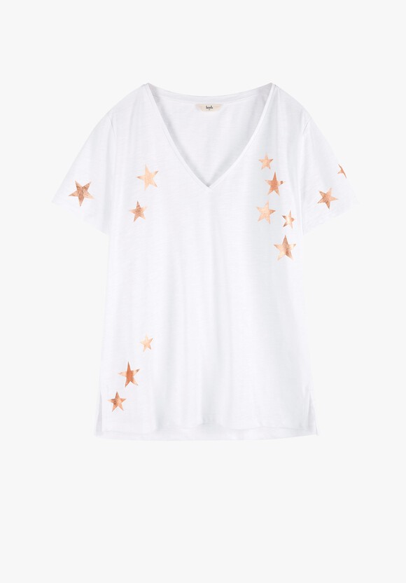 Star V-Neck Slub T-Shirt