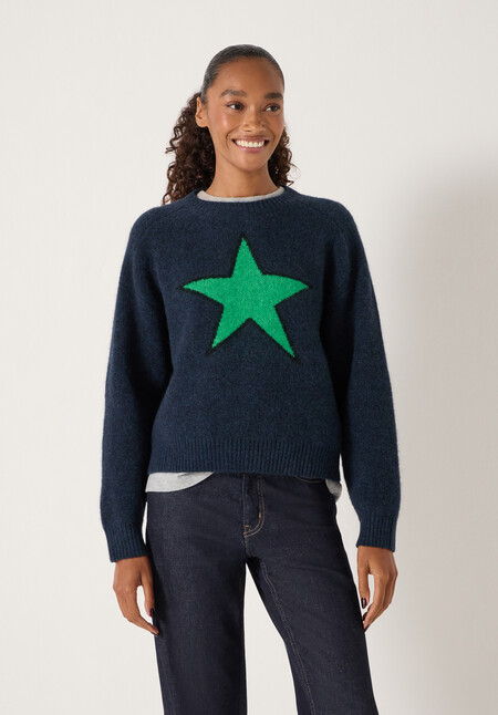 Wool Blend Star Jacquard Jumper