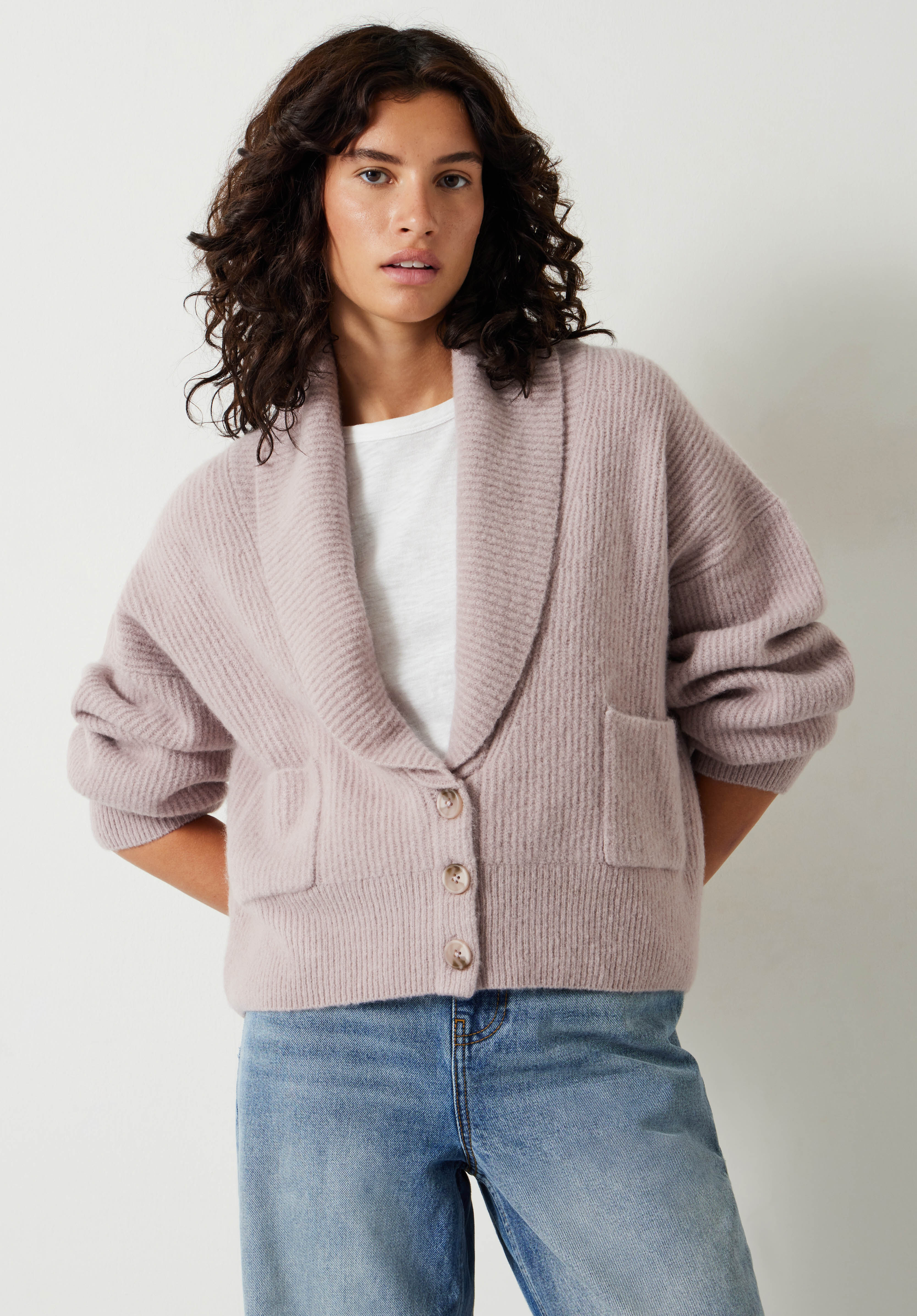 Pink shawl cardigan clearance