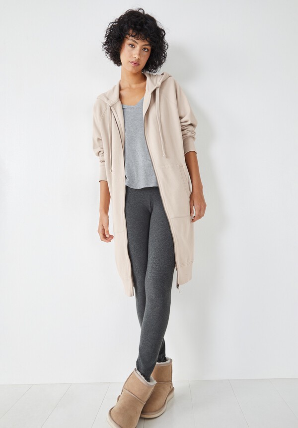Olivia Slouchy Zip Hoodie Cotton Hoodie Soft Mushroom Hush