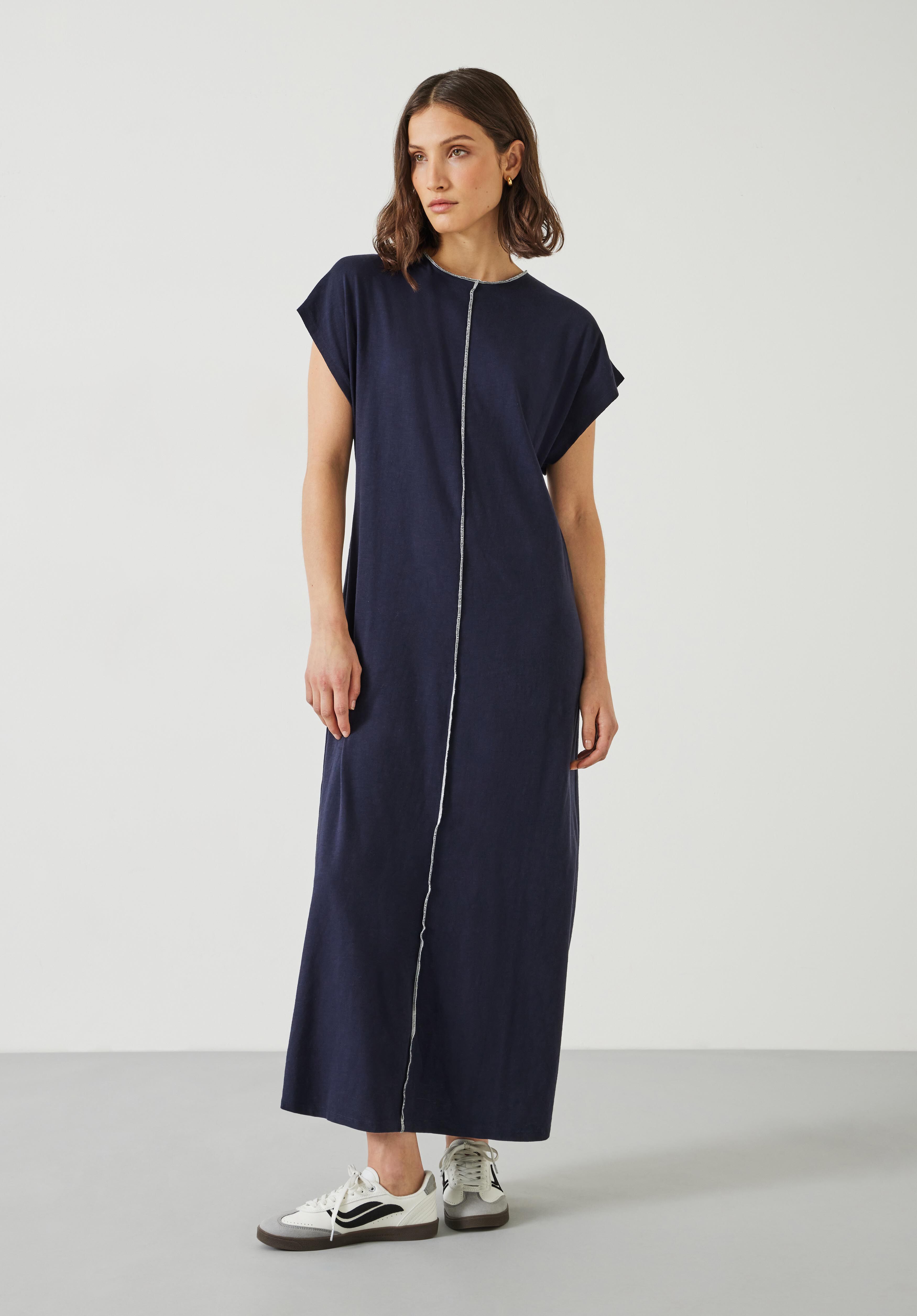 Navy jersey maxi dress shop