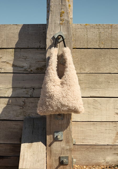 Faux Sheepskin Slouchy Tote Bag