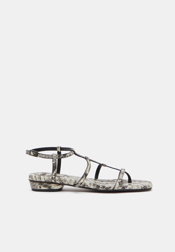 Leather Strappy Low Heel Sandals