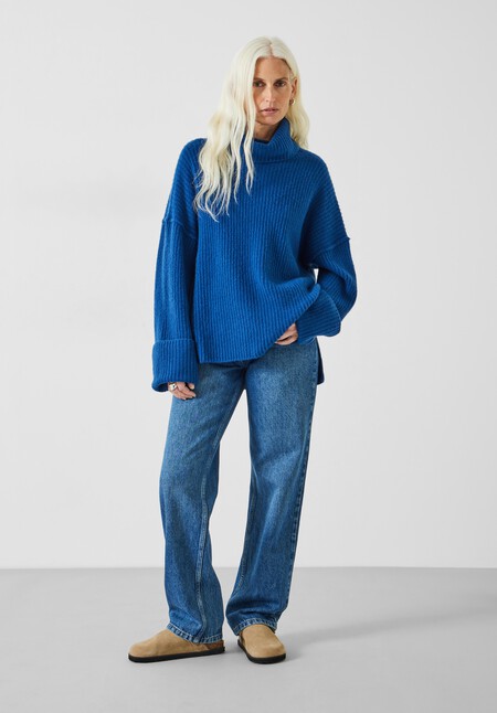 Keily Ribbed Roll Neck Wool Blend Jumper