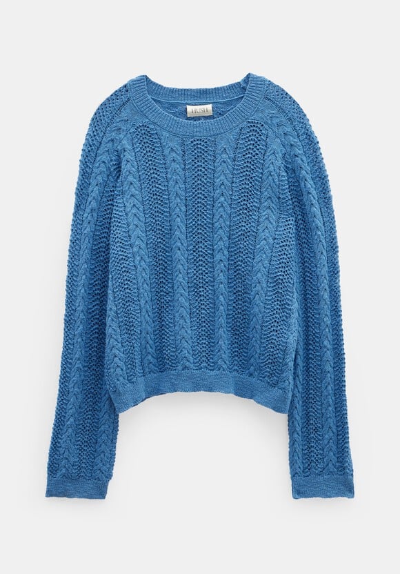 Dot Open Stitch Cable Crew Jumper