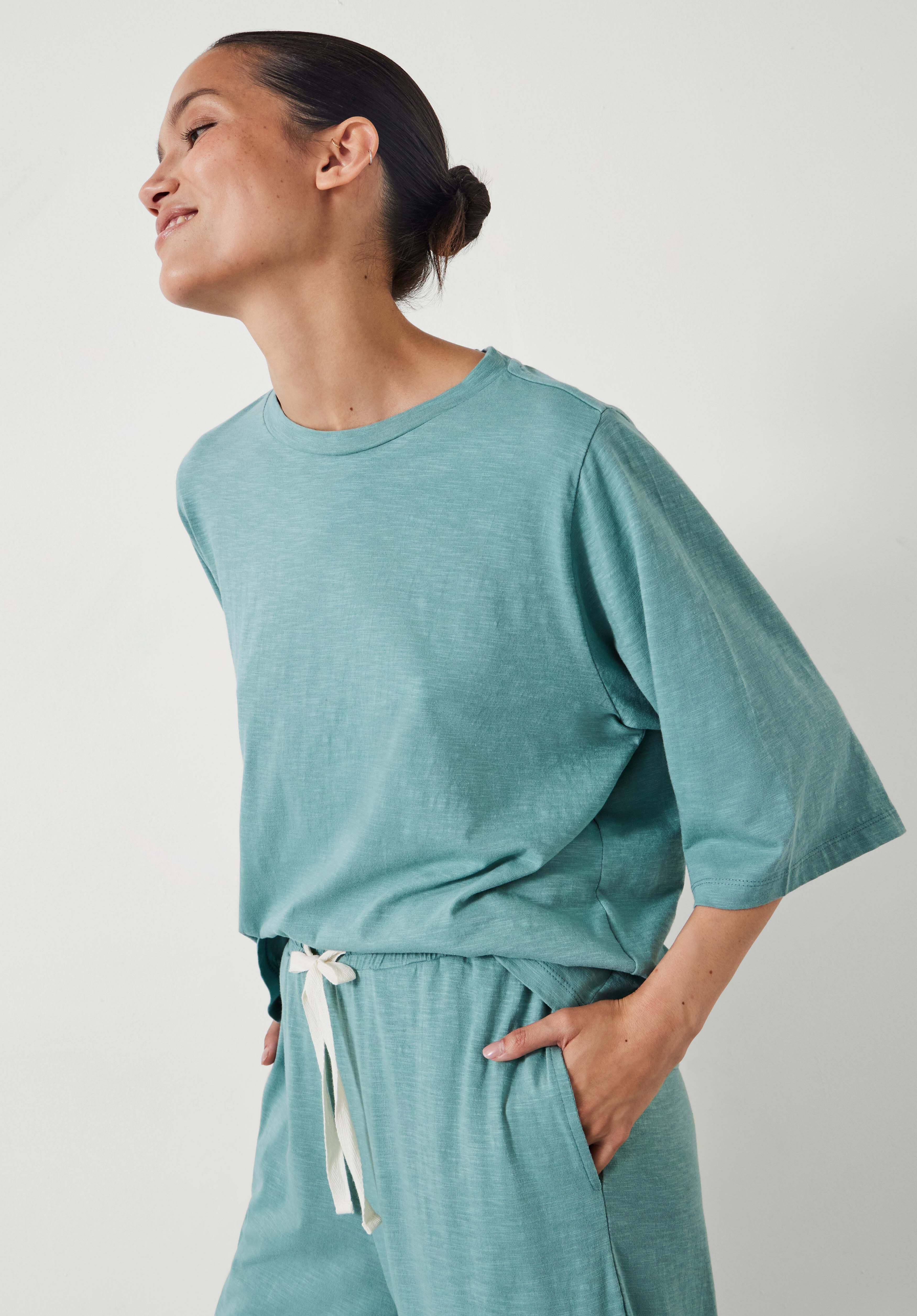 Midy Cotton Slub Contrast Cord Pyjamas Mint Green hush