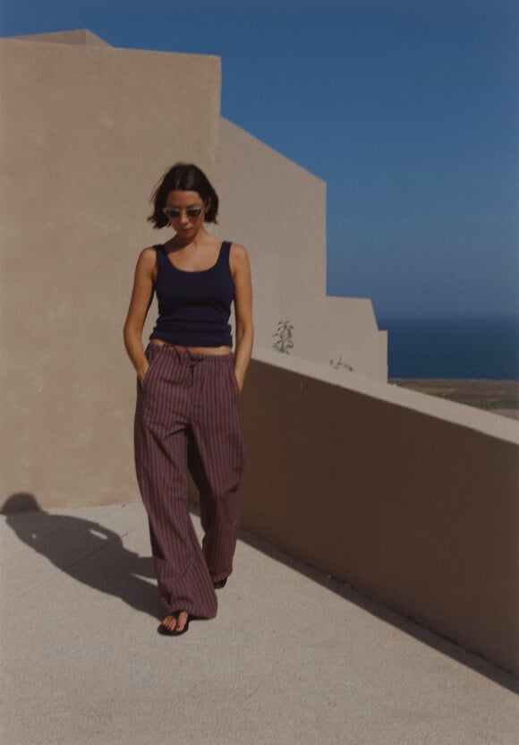 Cotton Stripe Pull On Trousers