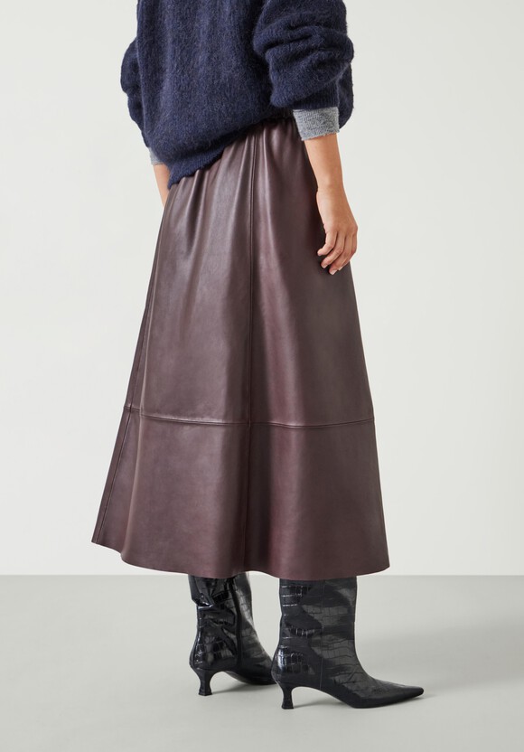 Agatha Leather Midi Skirt