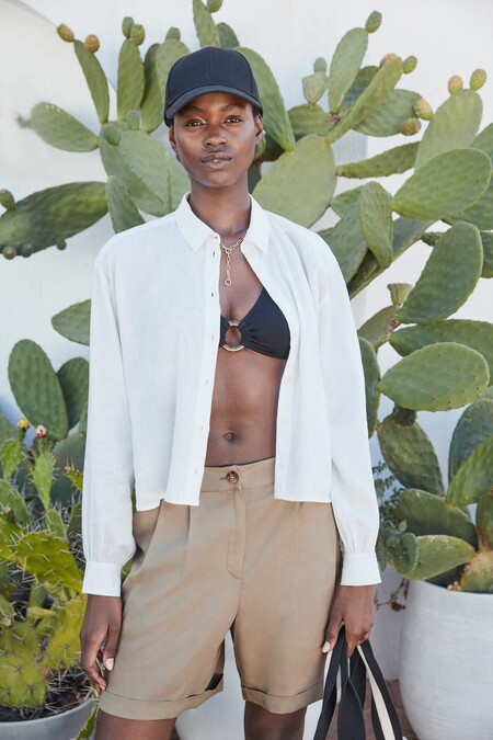 Paige Cropped Linen Blend Shirt