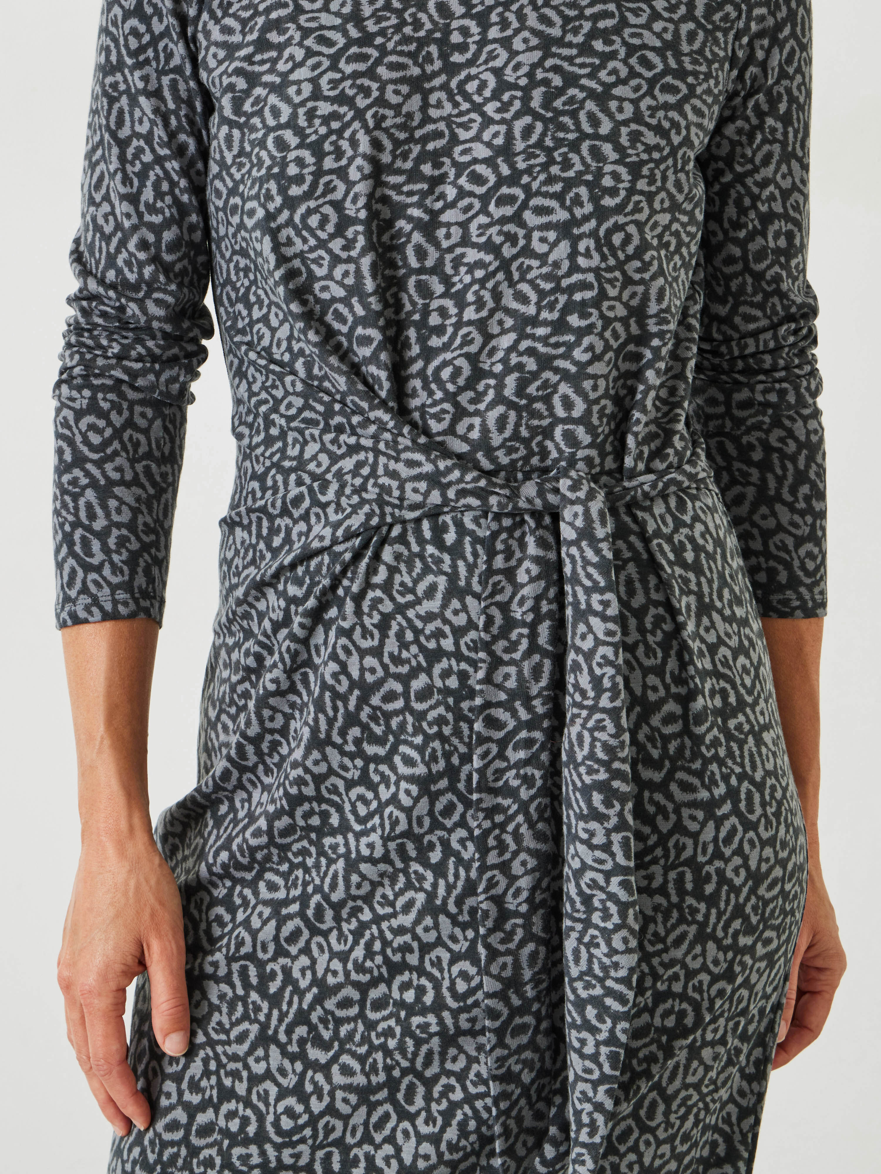 Grey leopard shop print dress