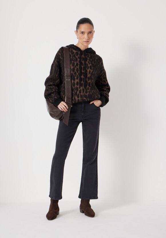Animal Jacquard Hoodie with Mohair