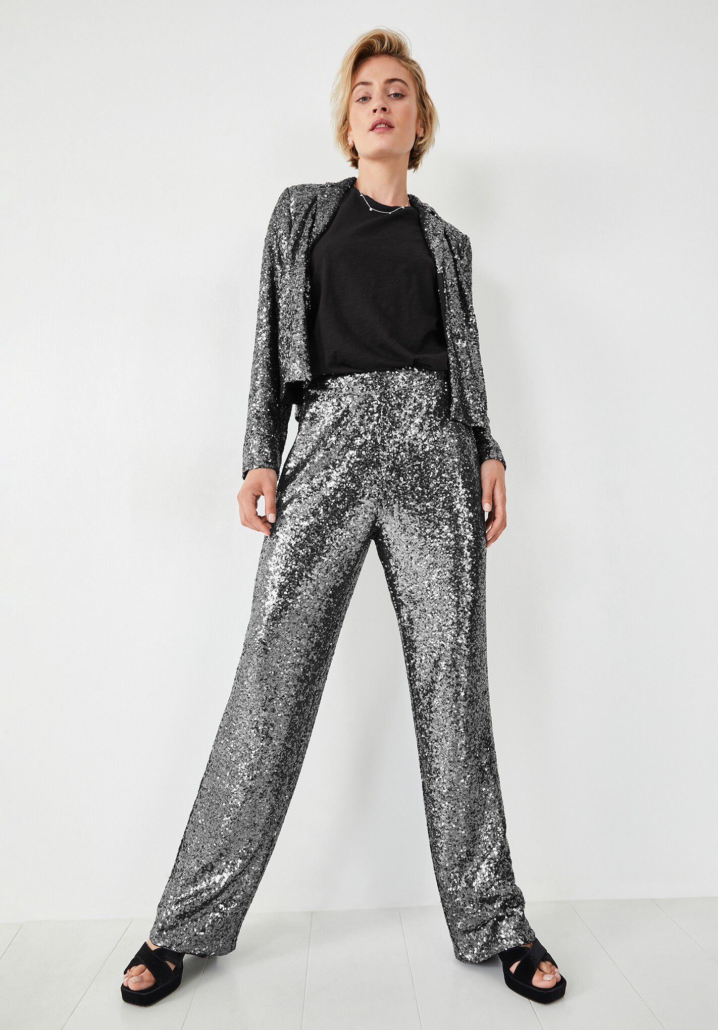 Sequin top trousers silver