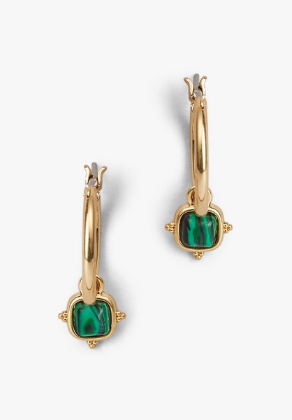 Lucille Malachite Hoop Earrings