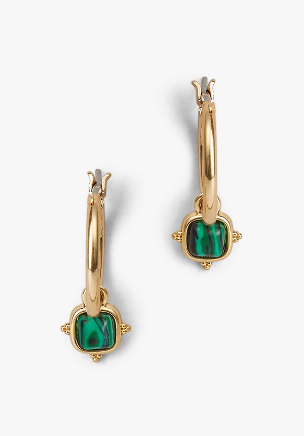 Lucille Malachite Hoop Earrings