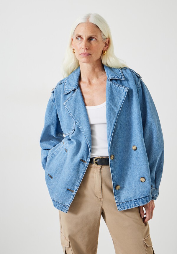 Yasmin Oversized Denim Trench Jacket