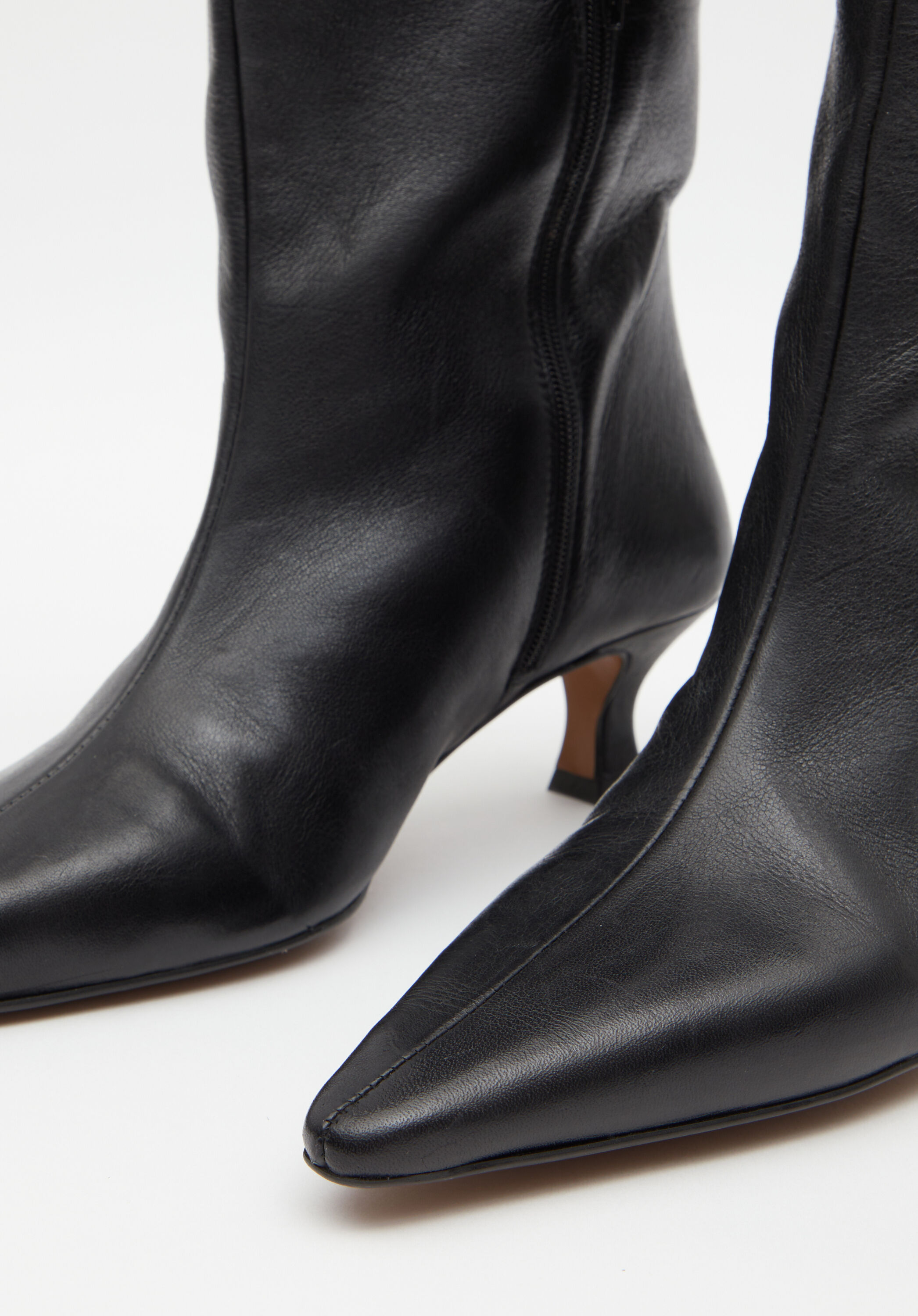 Camila Leather Kitten Heel Knee Boots