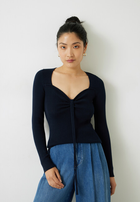 Ellen Ruched Halter Neck Knitted Top