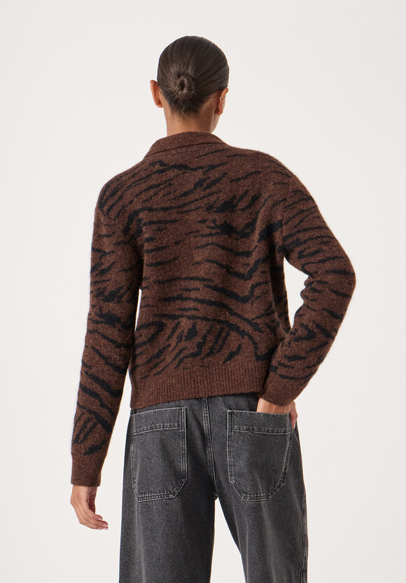 Wool Blend Tiger Jacquard Shirt Jacket
