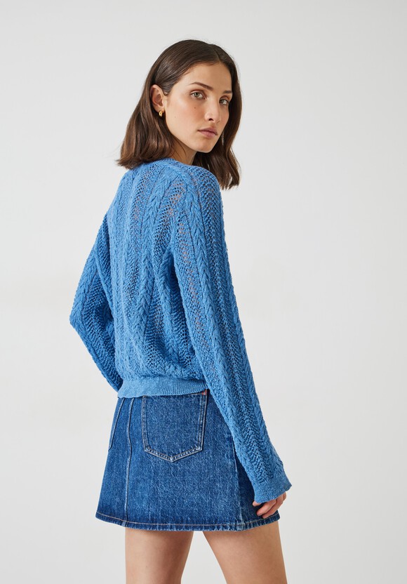 Dot Open Stitch Cable Crew Jumper