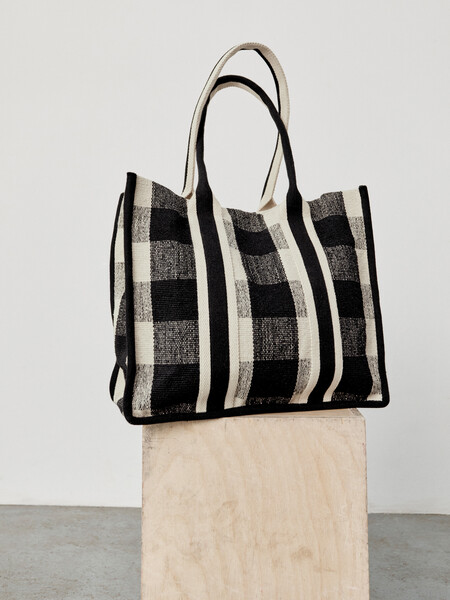 Gigi Check Textile Tote Bag