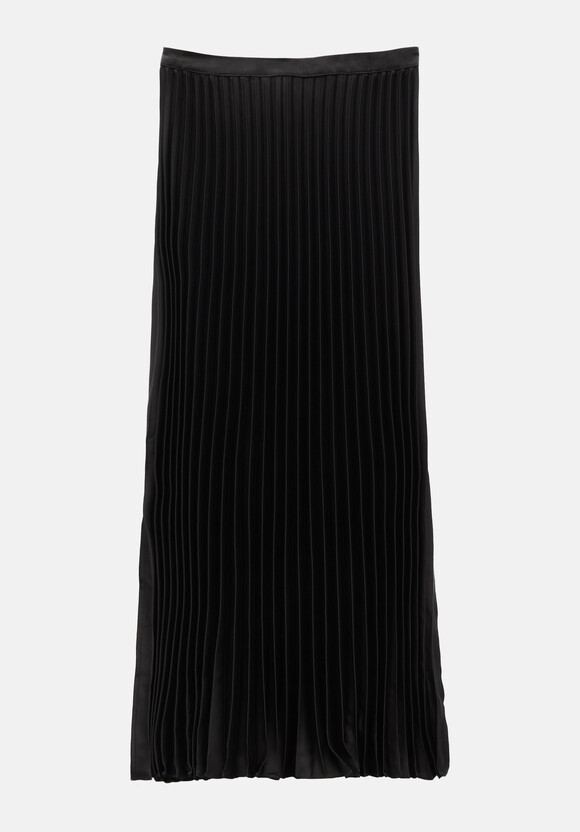 Pleated Satin Maxi Skirt