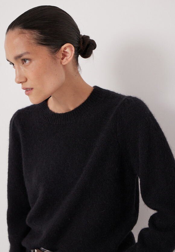 Gathered Shoulder Wool Blend Jumper