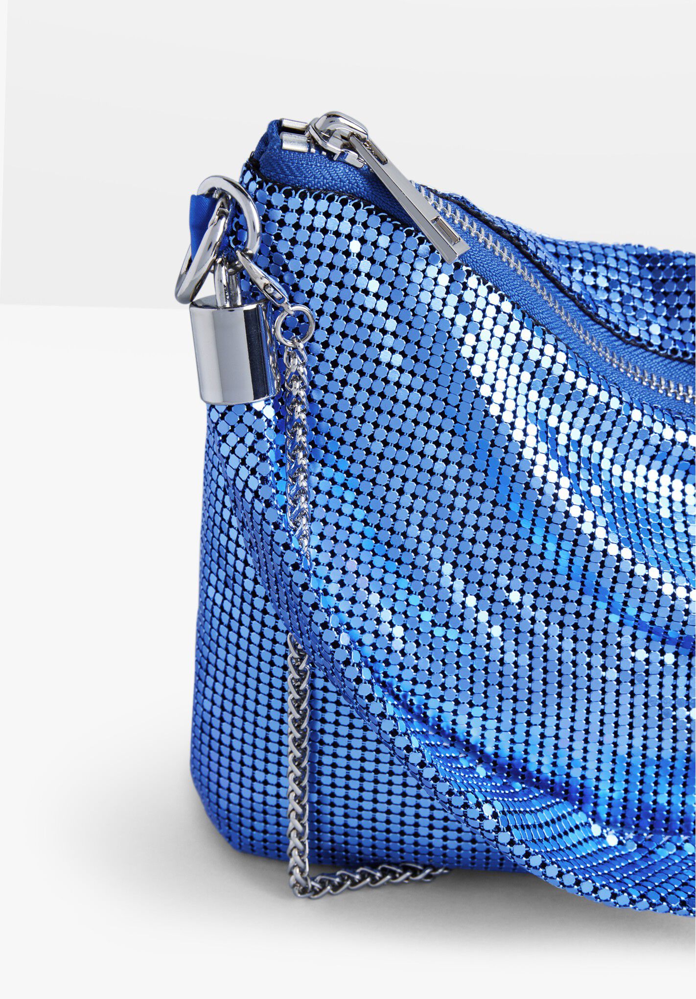 Metallic blue clutch bag hotsell