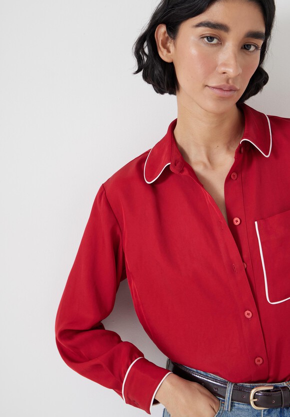 Kinsey Long Sleeve Piping Detailed Shirt