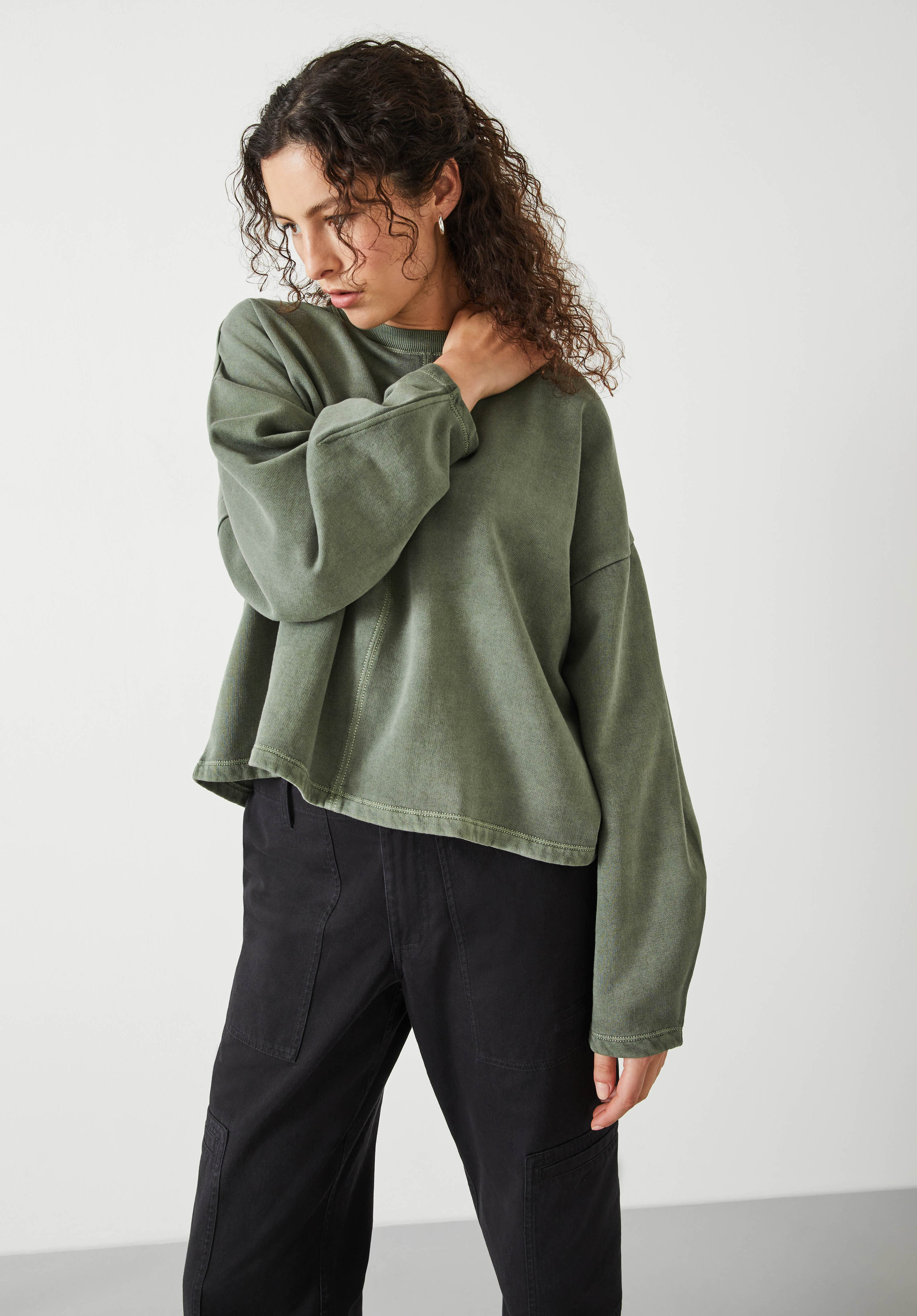 Amara Seam Detail Sweatshirt Khaki hush
