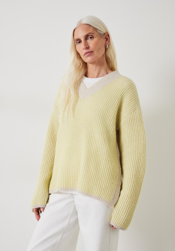 Arlowe Oversized Wool Blend V Neck Jumper